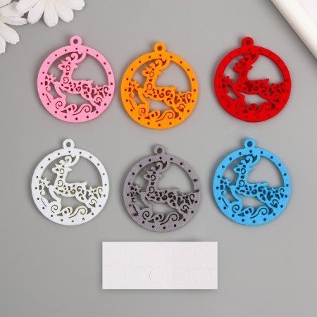 Stickers from felt "deer" 5.5x6 cm (set 6 pcs)