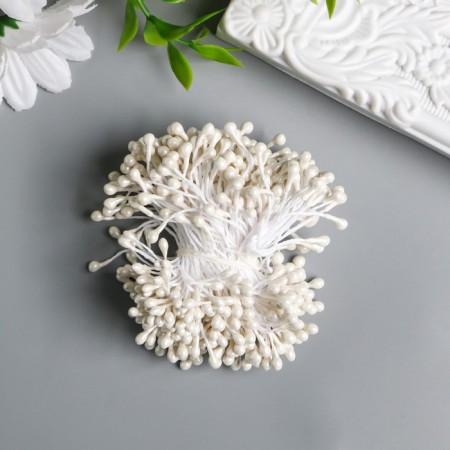 Stamens for flowers "droplets gloss white" set 300 pcs length 6 cm