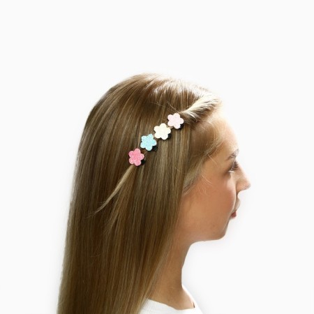 Hair clip "flower" with sparkles, 4 pcs, 2 cm, princesses-4