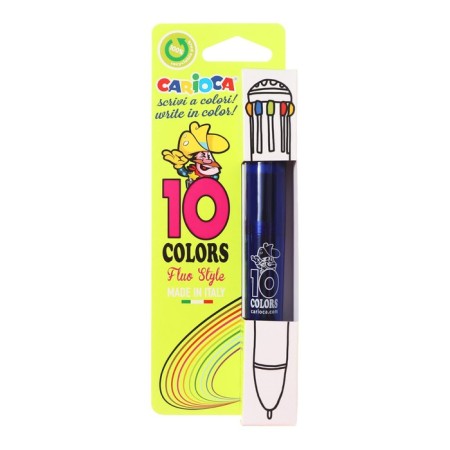 Automatic ball pen, 10 colors, "Carioca" "FLUO", Node 1.0 mm, fluorescent palette, mix-2