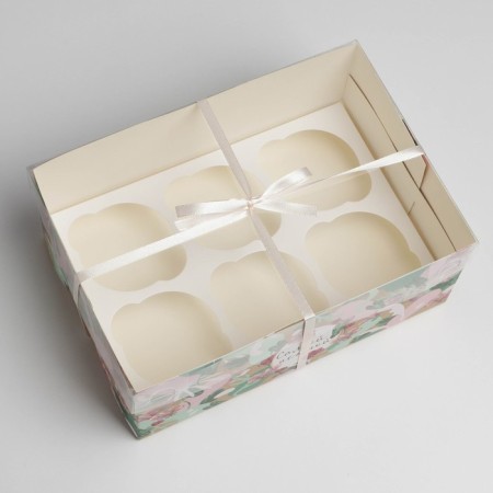Capcake box, confectionery packaging, 6 cells “The most tender”, 23 x 16 x 10 cm-2