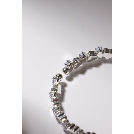 Bracelet with rhinestones "Heart" ice, 1 row, white color in silver-2