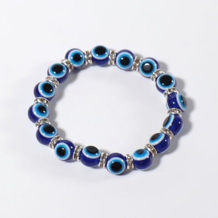 Bracelet-cooker "children's" eyes, blue color in silver, d = 3 cm-2
