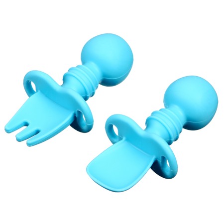 A set of children's cutlery, fork, spoon, blue color-5