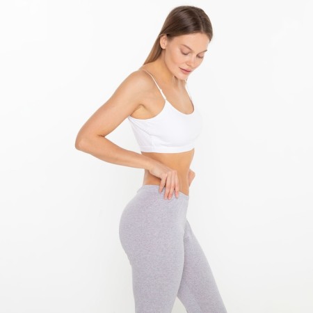 Female leggings elongated, color gray melange, size 46-4