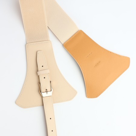 Women's belt, width 15 cm, beige color-4