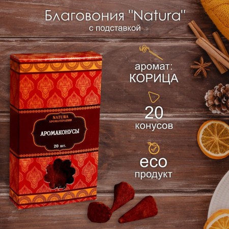 Incense "Natura" 20 cones with a cinnamon stand