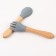 A set of children's cutlery, fork and spoon M&B (silicone, bamboo), gray