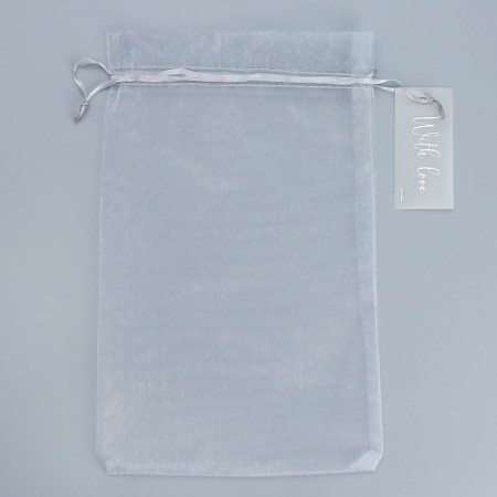 Bag Gift Organza Silver "For You", with a nameplate, 20 x 30 cm +/- 1.5 cm-5
