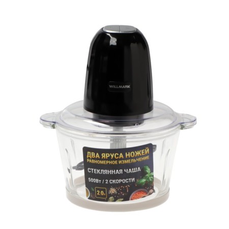Willmark WMC-7088, glass, 500 W, 2 l, 2 speeds, black