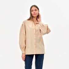 Women's shirt with voluminous sleeves Minaku: Casual Collection Beige color, size 46