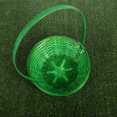Wicker basket, bamboo, green, low-3