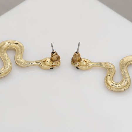 Earrings Metal "Snake" Fixed desire mini, white color in gold-2