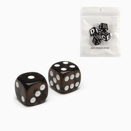 Dice play "Game time", 1.6 x 1.6 cm, set 2 pcs, black-1