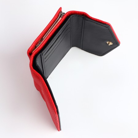 Women's wallet on the button, red color-5