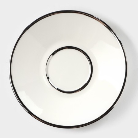 Coffee pair of ceramic “silver”, 3 objects: a cup 200 ml, a saucer d = 14 cm, spoon h = 12.5 cm, silver color-2