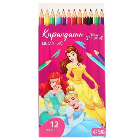Color pencils, 12 colors, hexagonal, princesses-6