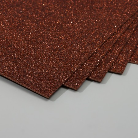 A set of glitter foamiran (5 sheets) 2 mm, 20x30 cm, brown-1