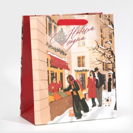 Laminated vertical "Winter City", Ml 23 x 27 x 11.5 cm, New Year