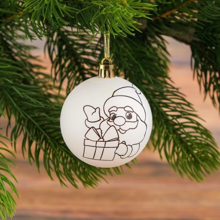 New Year's Christmas tree decoration for coloring "New Year! Santa Claus ", D = 5.5 cm-1