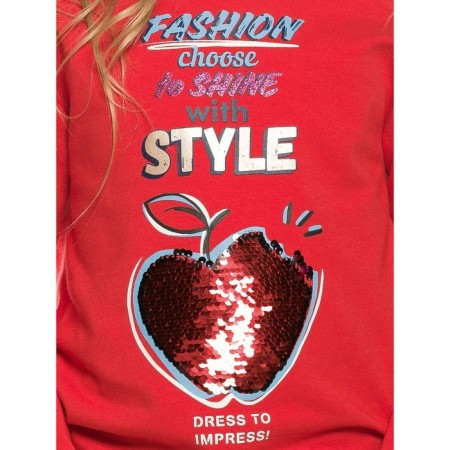 Sweatshirt for girls, height 104 cm, red color-2