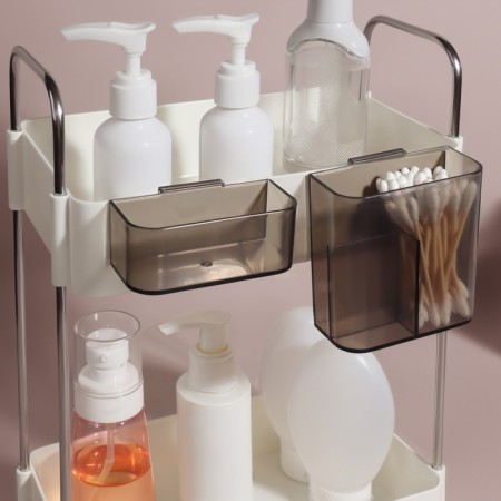 Organizer for storage, two -level, 4 sections, 29 × 21 × 12 cm, white/black color-4