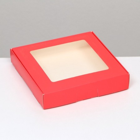 The box is self -assembly, with a window, red, 16 x 16 x 3 cm, set 5 pcs.-1