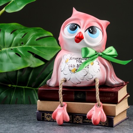 The piggy bank "owl - all year round without worries" pink, 20cm