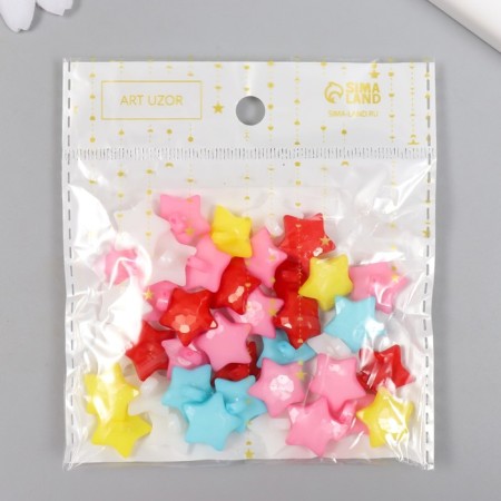 Buttons plastic for creativity on the leg "Color stars" set 40 pcs 1.5x1.5 cm-6
