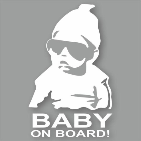 Stick "Baby On Board Black Glasses", Plotter, White, 10 x 15 cm