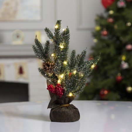 LED figure “Christmas tree with berries and cones”, 11.5 × 27 × 7.5 cm, plastic, batteries CR2032x2, glow warm white