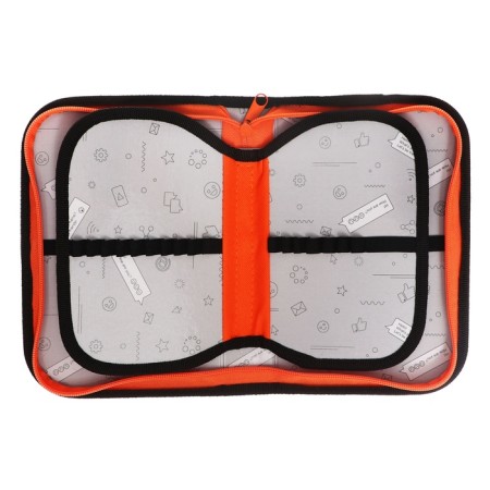 Penal 3 sections, tab inside, 140 x 210 x 40 mm, fabric, calligrata top block "geese"-5