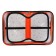 Penal 3 sections, tab inside, 140 x 210 x 40 mm, fabric, calligrata top block "geese"