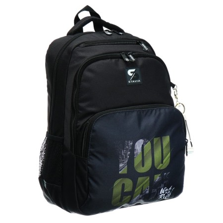 Youth backpack, 42 ​​x 31 x 13 cm, ergonomic back, Stavia "You can", black-1
