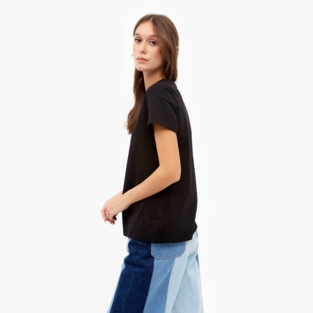 Women's T-shirt Basic Line Black Black, Rr. 46-1