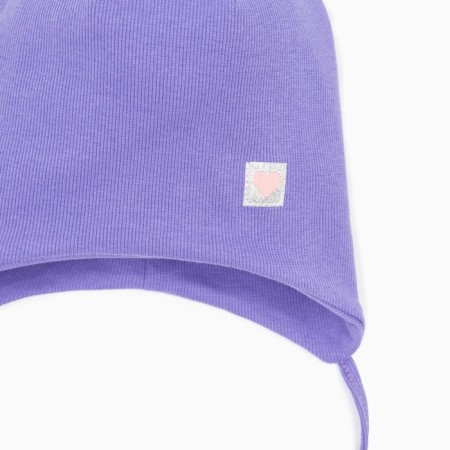 Knitted hat for girls, lilac color/heart, size 50-54-2