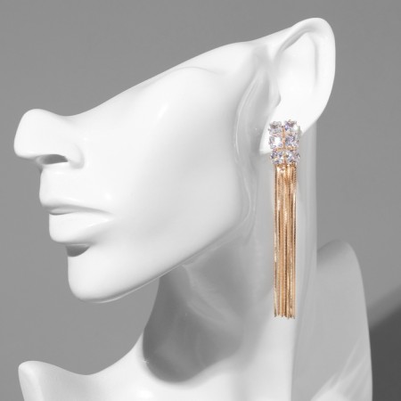 Hanging earrings with the ode "Odyssey" a rectangle, the color is white in gold-2