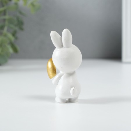 Souvenir Polystone "Easter rabbit Little white with a gold egg" 4.5x3x8 cm-3