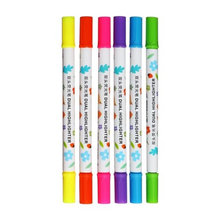 A set of markers of textbooks, 6 colors, bilateral, mowing tip, flowers-1
