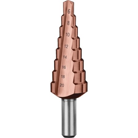 Drill step "bison" 29672-6-20-8_z01, d 6-20 mm, 8 steps, trihedral shank