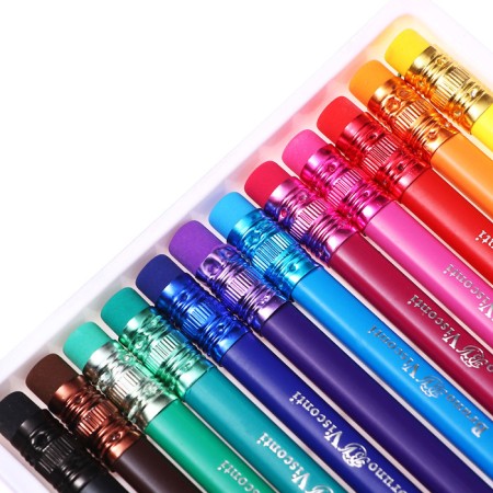 Pencils 12 colors BrunovisConti draw and wash, plastic with an eraser and a sharpener, mix-9