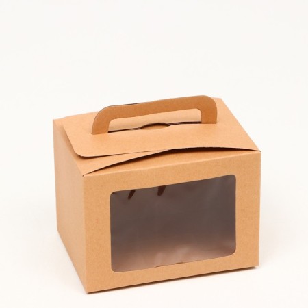 The box is folding, with a window and a handle, craft, 10 x 14 x 10 cm-1
