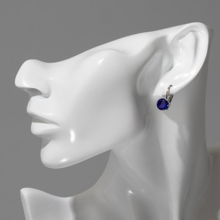 Earrings with “confetti” rhinestones Circle, Mix color in silver-1