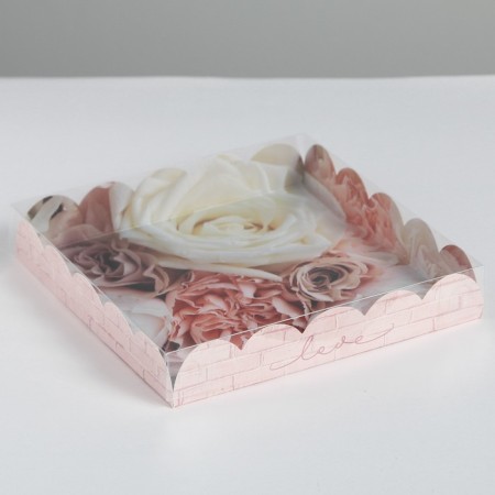 Bearbox, confectionery packaging with PVC lid, My Best Wishes, 18 x 18 x 3 cm