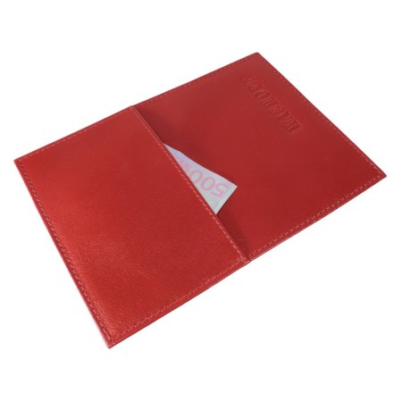 Cover for a passport with a pocket, the color is red