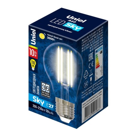 LED LED Uniel, E27, 10 W, warm white glow-1