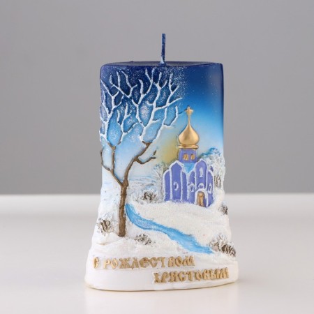 Свеча - цилиндр "Церковь на горке", 7,5х4х11 см-1