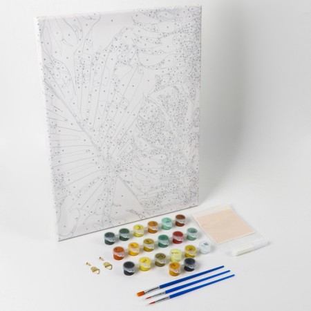 Picture on numbers with a subframe and rubbing "Golden Tropics", 30 x 40 cm-2