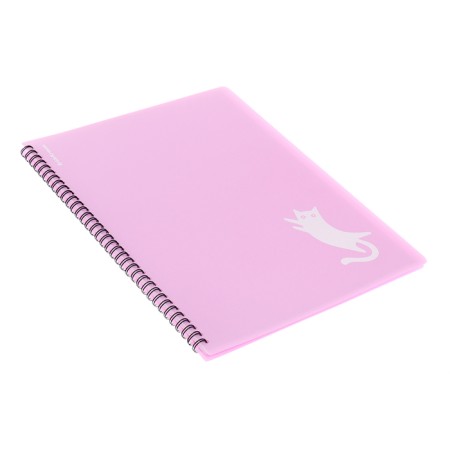Folder 20 inserts on spirals, A4, 600 μm, Erichkrause "Pastel Bloom Cats", texture "Sand", mix-6