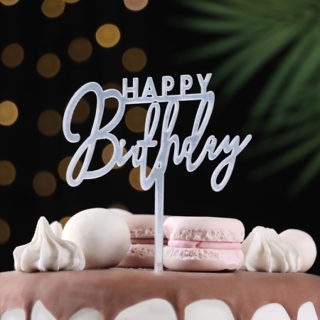Topper "Happy Birthday", white gloss, give beautifully
